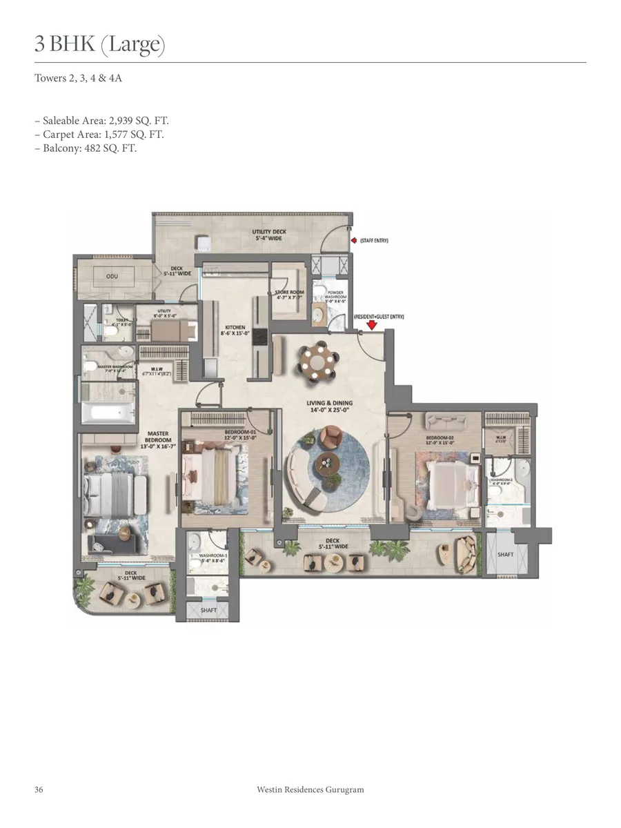 3 BHK floor plan